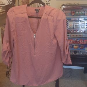 Polyester pink n gold accent blouse